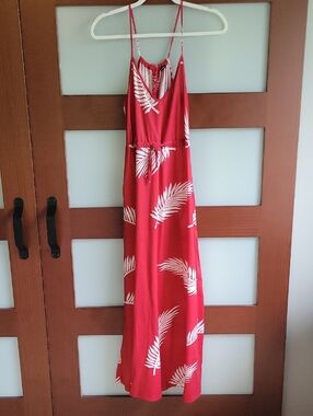 Red Palm Print Maxi Dress Size Small